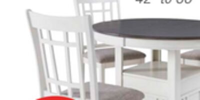 Dena 5pc Dining Set with Table & Chairs, 42-60"W Extension, Round - Dove Grey