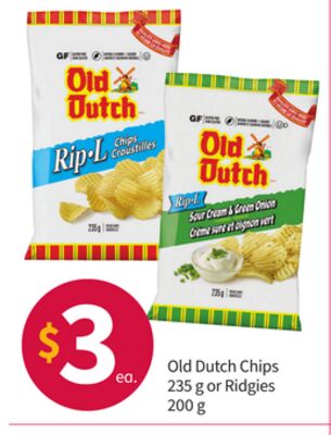 Old Dutch Chips 35 g or Ridgies 200 g