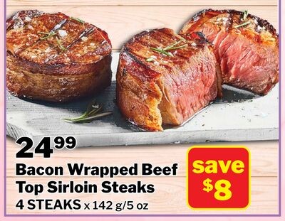 Bacon Wrapped Beef Top Sirloin Steaks