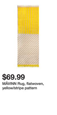 MÄVINN Rug, flatwoven, yellow/stripe pattern