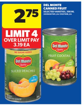 DEL MONTE CANNED FRUIT, 398 ML
