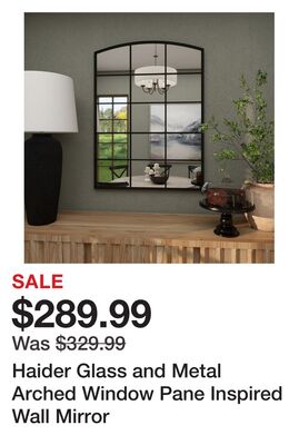 Haider Glass and Metal Arched Window Pane Inspired Wall Mirror