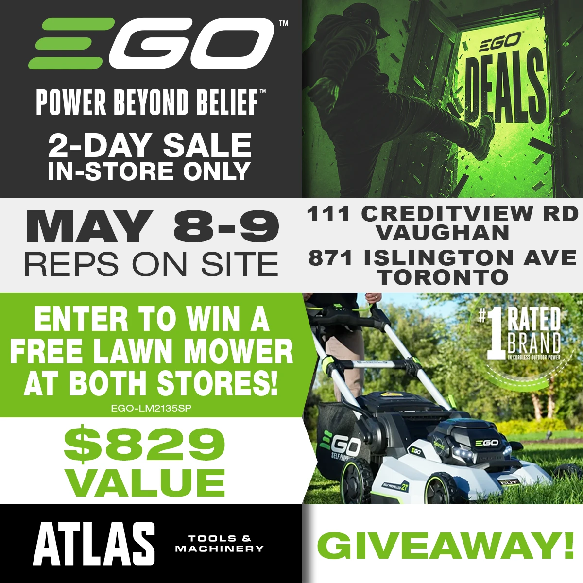 [Atlas Tools] Atlas Tools & Machinery (Vaughan / Toronto) - EGO Outdoor Power Equipment Sale (in-store only, May 8-9)