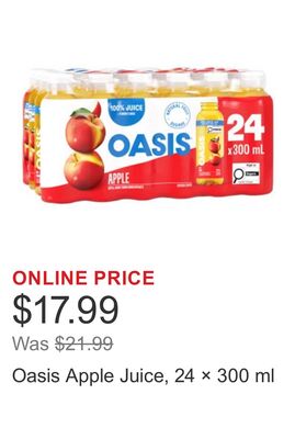 Oasis Apple Juice, 24 × 300 ml