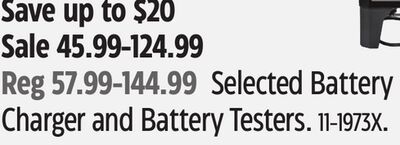 Selected Battery Charger and Battery Testers.