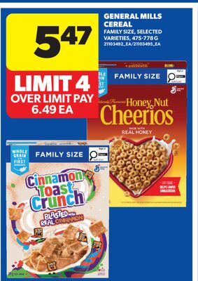 GENERAL MILLS CEREAL, 475-778 G