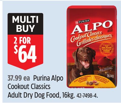 Purina Alpo Cookout Classics Adult Dry Dog Food, 16kg.