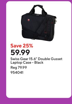 Swiss Gear 15.6" Double Gusset Laptop Case - Black