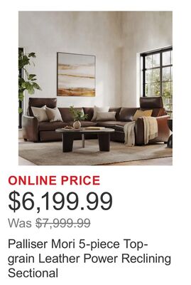 Palliser Mori 5-piece Top-grain Leather Power Reclining Sectional