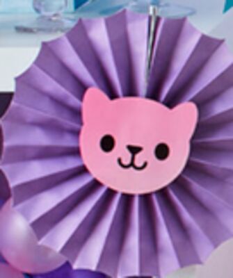 Gabby's Dollhouse Fan Hanging Sign Decorations, Purple/Green/Yellow, 12-in, 3-pk, for Gabby's Dollhouse Birthday Party