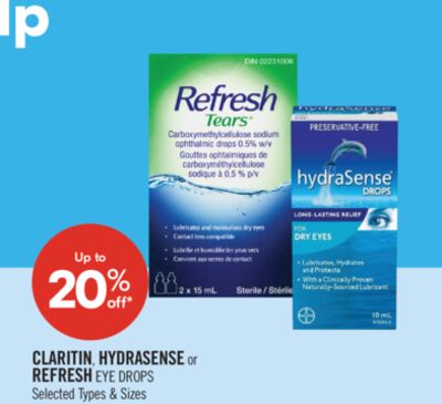 CLARITIN, HYDRASENSE or REFRESH EYE DROPS