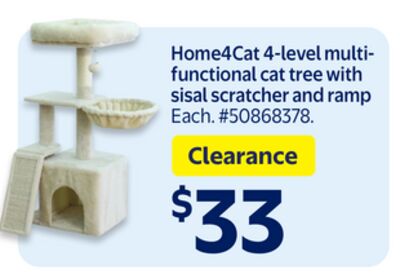 Home4Cat 4-level multi-functional cat tree with sisal scratcher and ramp