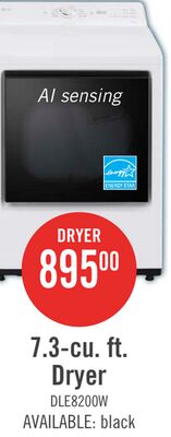 LG 7.3 Cu. Ft. Electric Dryer with AI Sensing and ThinQ® - Alpine White - DLE8200CW