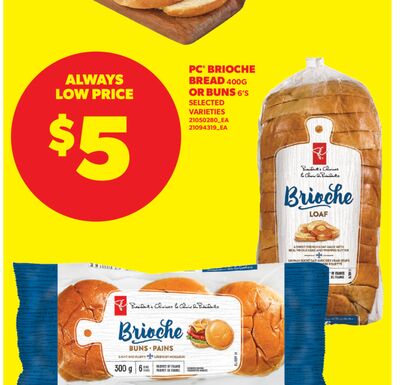 PC® BRIOCHE BREAD 400G OR BUNS 6' S