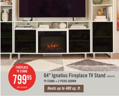 Ignatius 64" Modern Electric Fireplace TV Stand with Storage & Cable Management for TVs up to 70"-