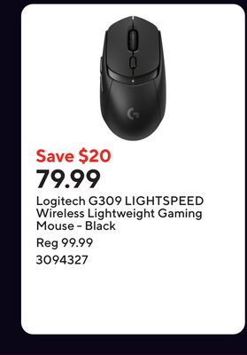 Logitech G309 LIGHTSPEED Wireless Lightweight Gaming Mouse - Black
