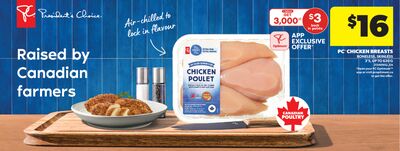 PC® CHICKEN BREASTS, 3'S, UP TO 630 G