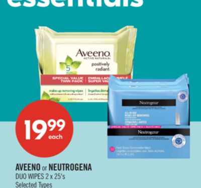 AVEENO or NEUTROGENA DUO WIPES
