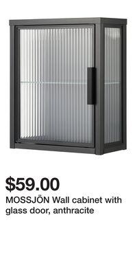 MOSSJÖN Wall cabinet with glass door, anthracite