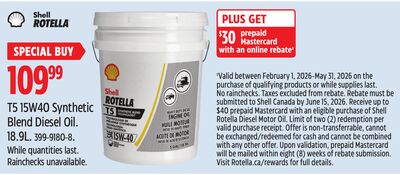 T5 15W40 Synthetic Blend Diesel Oil.18.9L. 399-9180-8 . While quantities last. Rainchecks unavailable.