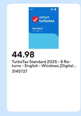 TurboTax Standard 2025 - 8 Returns - English - Windows [Digital Download]