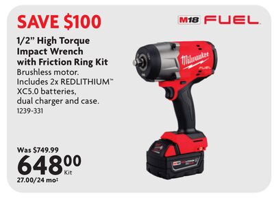 1/2" High Torque Impact Wrench with Friction Ring Kit