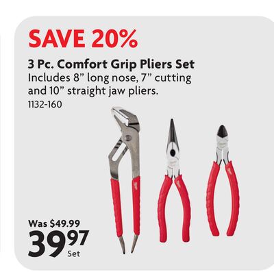 3 Pc. Comfort Grip Pliers Set