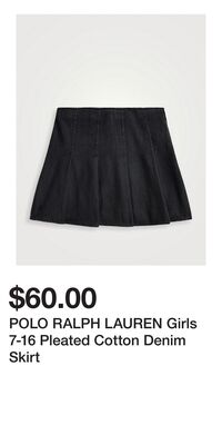 POLO RALPH LAUREN Girls 7-16 Pleated Cotton Denim Skirt