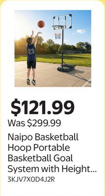 Naipo Basketball Hoop Portable Basketball Goal System with Height Adjustable