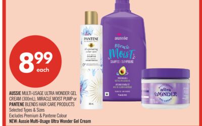 AUSSIE MULTI-USAGE ULTRA WONDER GEL CREAM (300mL), MIRACLE MOIST PUMP or PANTENE BLENDS HAIR CARE PRODUCTS