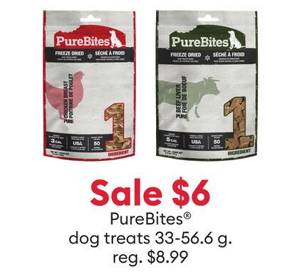 Sale $6 PureBites® dog treats 33-56.6 g. TOTM