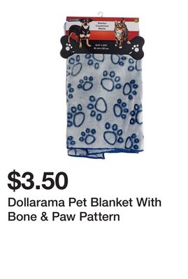 Dollarama Pet Blanket With Bone & Paw Pattern