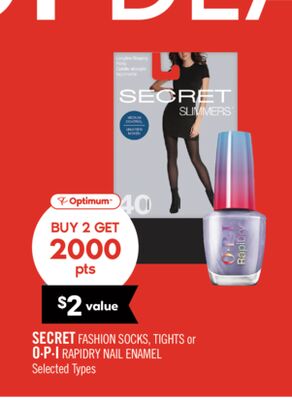 SECRET FASHION SOCKS, TIGHTS or O∙P∙I RAPIDRY NAIL ENAMEL