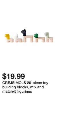 GREJSIMOJS 20-piece toy building blocks, mix and match/5 figurines