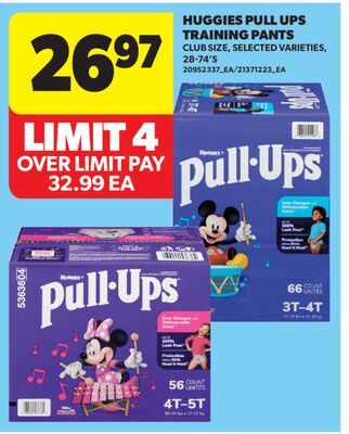 HUGGIES PULL UPS TRAINING PANTS, 28-74'S