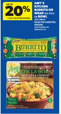 AMY'S KITCHEN BURRITO OR WRAP, 142-170 G OR BOWL, 234-284 G