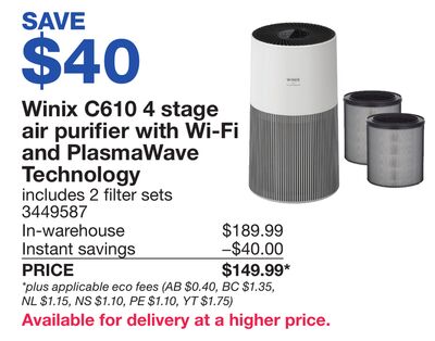 Winix C610 4 stage air purifier with Wi-Fi and PlasmaWave Technology filter