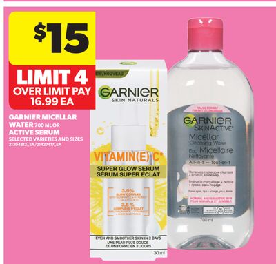 GARNIER MICELLAR WATER, 700 ML OR ACTIVE SERUM