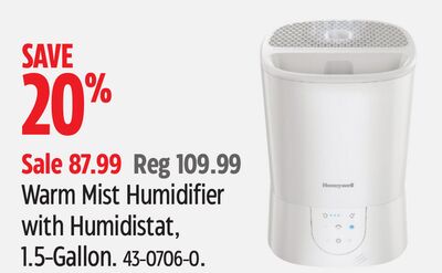 Warm Mist Humidifier with Humidistat, 1.5-Gallon.