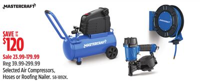 Mastercraft Selected Air Compressors, Hoses or Roofing Nailer