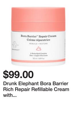 Drunk Elephant Bora Barrier Rich Repair Refillable Cream with 6-Butterlipid Complex