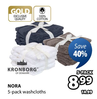 NORA 5-pack washcloths
