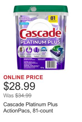 Cascade Platinum Plus ActionPacs, 81-count