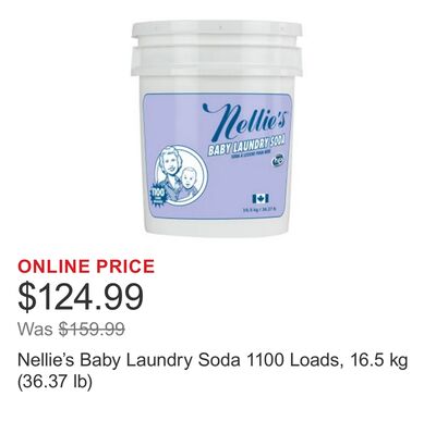 Nellie's Baby Laundry Soda 1100 Loads, 16.5 kg (36.37 lb)