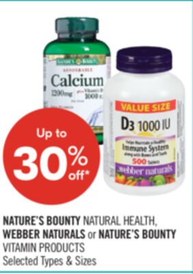 NATURE'S BOUNTY NATURAL HEALTH, WEBBER NATURALS or NATURE'S BOUNTY VITAMIN PRODUCTS