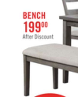 Krew Dining Bench with Polyester Fabric, 48"W - Grey