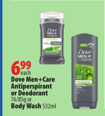 Dove Men + Care Antiperspirant or Deodorant 76/85g or Body Wash 532ml
