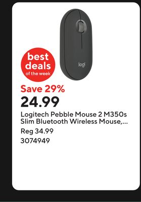 Logitech Pebble Mouse 2 M350s Slim Bluetooth Wireless Mouse, Portable, Lightweight, Customizable Button - Graphite