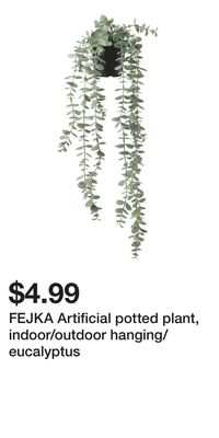 FEJKA Artificial potted plant, indoor/outdoor hanging/eucalyptus