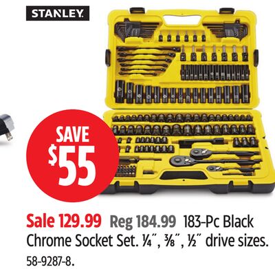 Stanley 183-Pc Black Chrome Socket Set.